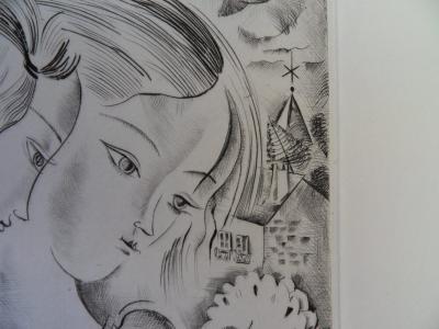 Mily POSSOZ: The Children and the Parrot - Original signed engraving 2