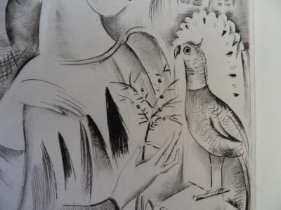 Mily POSSOZ: The Children and the Parrot - Original signed engraving 2