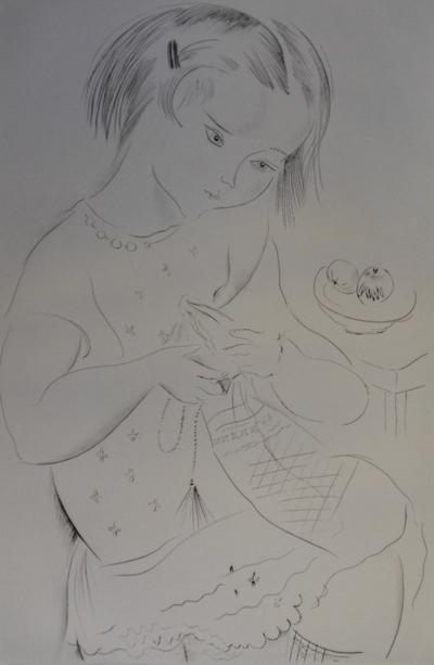 Mily POSSOZ: The young girl sewing - Original signed engraving 2