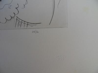 Mily POSSOZ: The young girl sewing - Original signed engraving 2