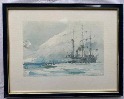 Marin-Marie - Le Pourquoi Pas, Groenland, Gravure couleur signée 1926 2