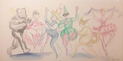 Veronika Issaeva-Agenos - Carnaval - Aquarelle, crayon sur carton 2