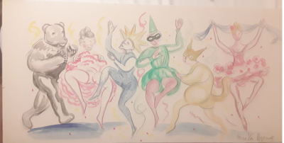 Veronika Issaeva-Agenos - Carnaval - Aquarelle, crayon sur carton 2