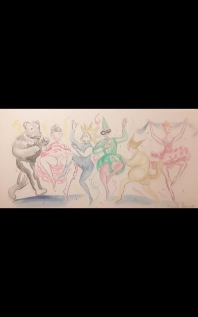 Veronika Issaeva-Agenos - Carnaval - Aquarelle, crayon sur carton 2