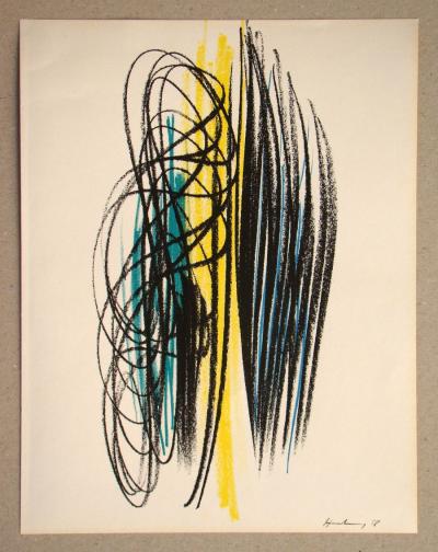 Hans HARTUNG - Pastel P-1958-35, 1959 - Lithographie signée et datée 2