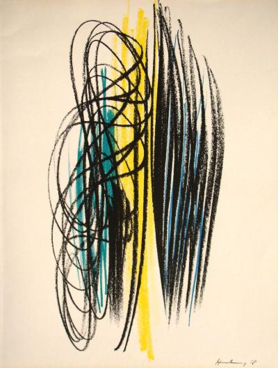Hans HARTUNG - Pastel P-1958-35, 1959 - Lithographie signée et datée