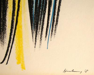 Hans HARTUNG - Pastel P-1958-35, 1959 - Lithographie signée et datée 2