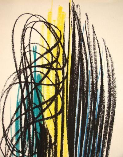 Hans HARTUNG - Pastel P-1958-35, 1959 - Lithographie signée et datée 2