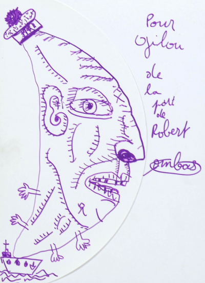 Robert Combas - Le marin - 2000 - Dessin dédicace  au feutre - Signé 2