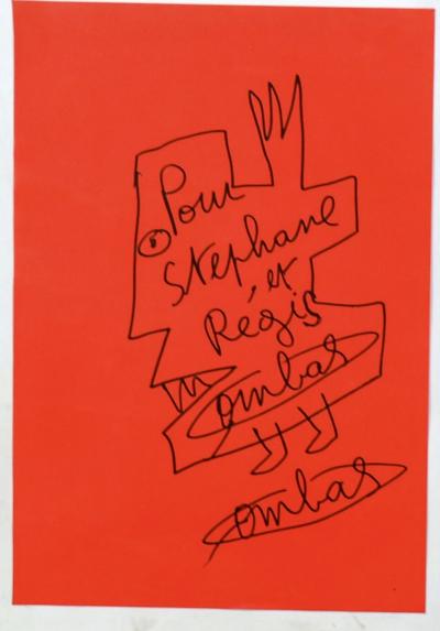 Robert Combas - Personnage - Dédicace  au Marker sur papier - 2000 - Signé 2