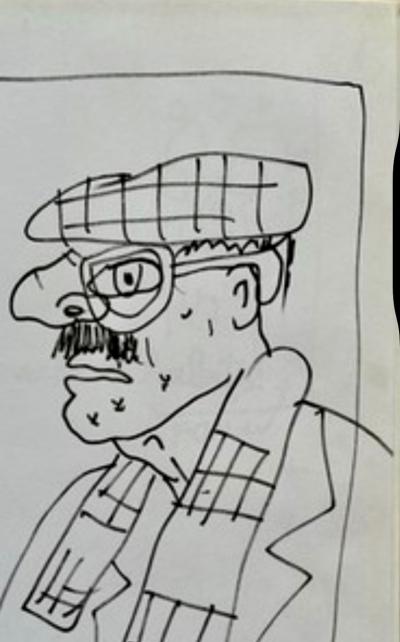 Robert Combas - Profil - dessin dédicace  sur papier - 2000- Signée 2