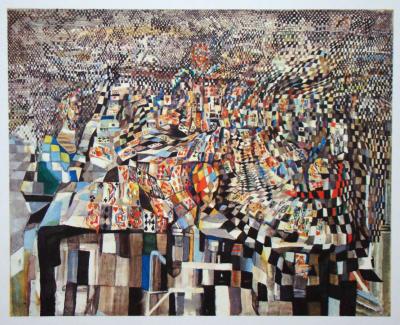 Maria Helena VIEIRA DA SILVA - Les joueurs de cartes, 1960 - Lithographie offset signée