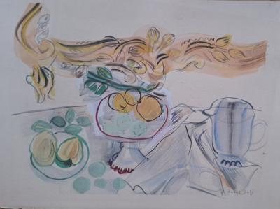 Raoul Dufy - Coupe de fruits - Lithographie originale, réhaussée à l’aquarelle