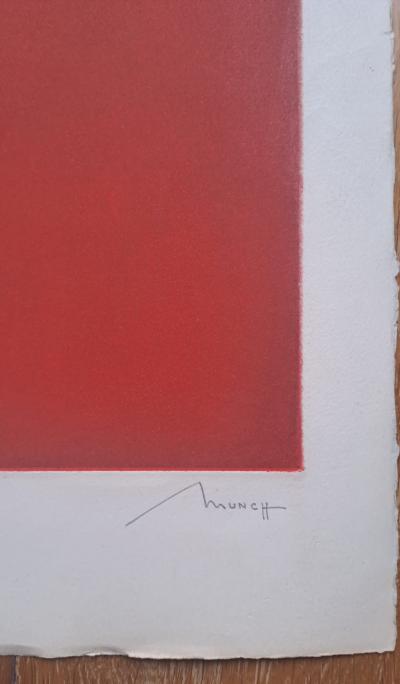 Bernard Munch - Composition rouge - Lithographie originale, gaufrée, signée et numérotée au crayon 2