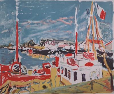 Emile Sabouraud - Le port - Lithographie originale signée et numérotée au crayon 2