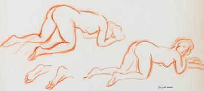 Jacques NAM: Study of a female nude - Original signed drawing 2