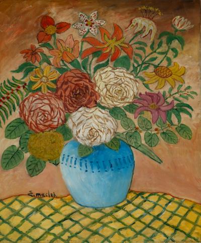 Elisée MACLET : Bouquet de fleurs - Huile sur toile signée 2