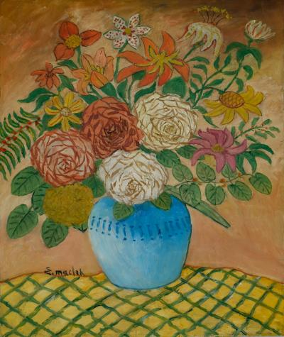 Elisée MACLET : Bouquet de fleurs - Huile sur toile signée 2