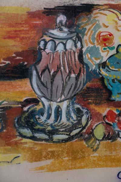 Emile OTHON FRIESZ : Nature morte au confiturier - Gouache signée 2