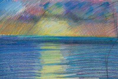 Camille HILAIRE: Evening by the Sea - Signed and dedicated pastel 2