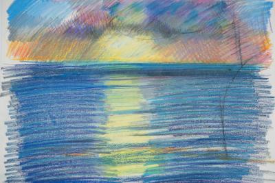 Camille HILAIRE: Evening by the Sea - Signed and dedicated pastel 2