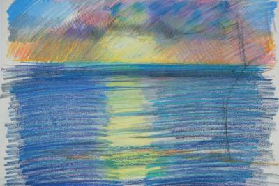Camille HILAIRE: Evening by the Sea - Signed and dedicated pastel 2