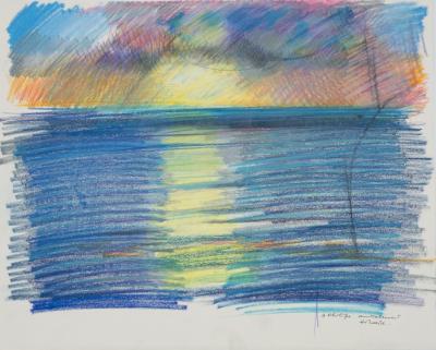 Camille HILAIRE: Evening by the Sea - Signed and dedicated pastel 2