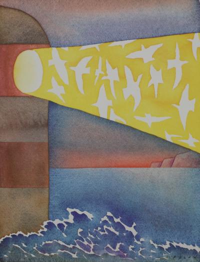 Jean-Michel FOLON : Le Phare, Héliogravure signée, 1982 2