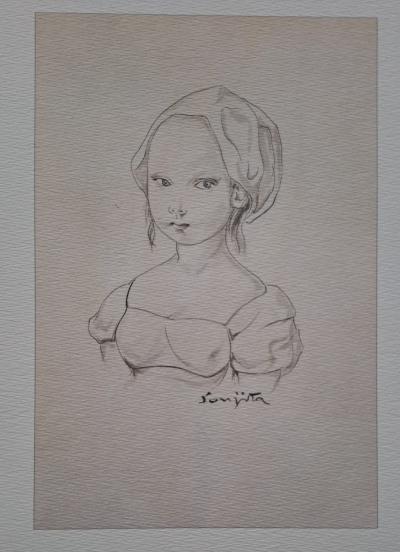 Léonard Foujita (d’après) - Fillette - Impression d’art, signée 2