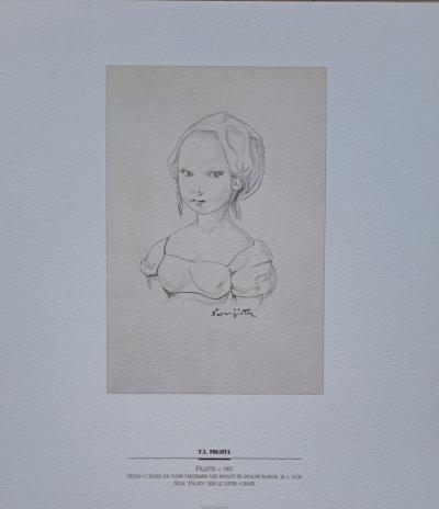 Léonard Foujita (d’après) - Fillette - Impression d’art, signée 2