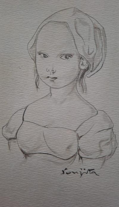 Léonard Foujita (d’après) - Fillette - Impression d’art, signée 2