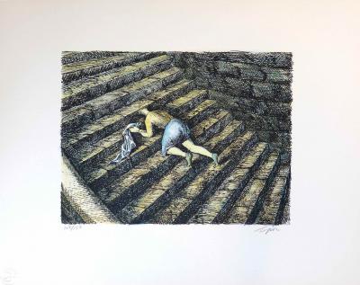Roland Topor - L’escalier - Lithographie signée au crayon 2