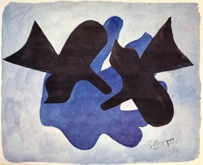Georges Braque, Oiseaux Pélias et Nélée , rare lithographie  , dédicace pour Hegen de Löwenfeld, 1963 2