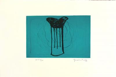 Joan Hernandez - Pijuan, Gerro Sobre Verd, 1987 - Aquatinte signée au crayon 2