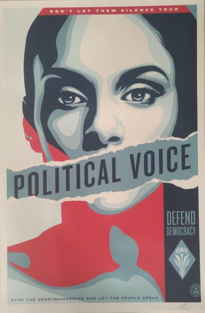 Shepard FAIREY (Obey) - Political Voice 2024  - Impression offset signée au crayon