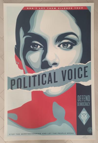 Shepard FAIREY (Obey) - Political Voice 2024  - Impression offset signée au crayon 2