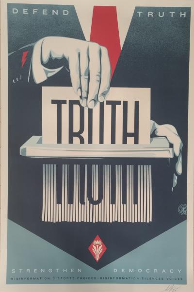 Shepard FAIREY (Obey) - Defend Truth 2024  - Impression offset signée au crayon 2