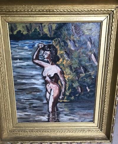 Auguste Chabaud - Huile sur toile - Femme nue dans la riviére - signée en bas à droite 2