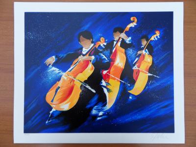 Victor SPAHN : Concert trio de contrebasses - Sérigraphie originale signée 2