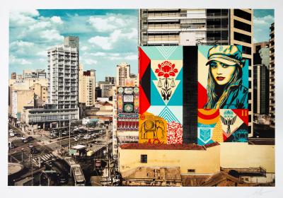 Shepard FAIREY (OBEY): Fragile Carga mural - Original signed lithograph 2
