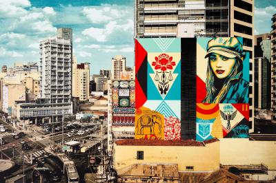 Shepard FAIREY (OBEY): Fragile Carga mural - Original signed lithograph 2