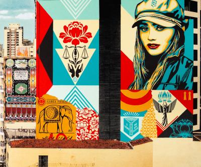 Shepard FAIREY (OBEY): Fragile Carga mural - Original signed lithograph 2