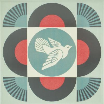Shepard FAIREY (OBEY): Geometric dove (blue) - Signed ceramic 2