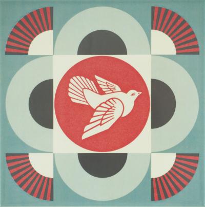 Shepard FAIREY (OBEY) : Geometric dove (blue) - Céramique signée 2