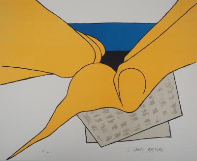 Joan GARDY ARTIGAS: West Indian woman with newspaper on the beach - Original signed lithograph 2