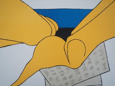 Joan GARDY ARTIGAS: West Indian woman with newspaper on the beach - Original signed lithograph 2
