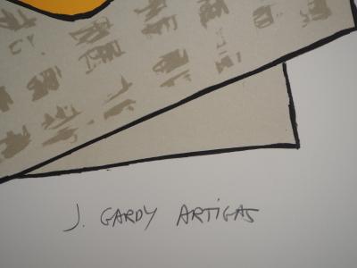 Joan GARDY ARTIGAS: West Indian woman with newspaper on the beach - Original signed lithograph 2