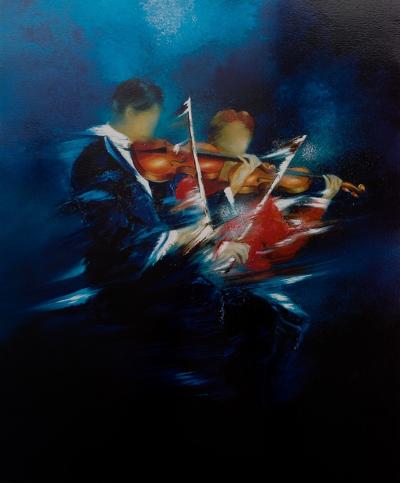 Victor SPAHN: Violin Duo Concert - Original Signed Serigraph 2