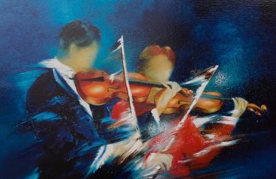 Victor SPAHN: Violin Duo Concert - Original Signed Serigraph 2