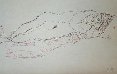 Gustav KLIMT (d’après) - Dessin érotique, 1979 - Lithographie offset signée 2